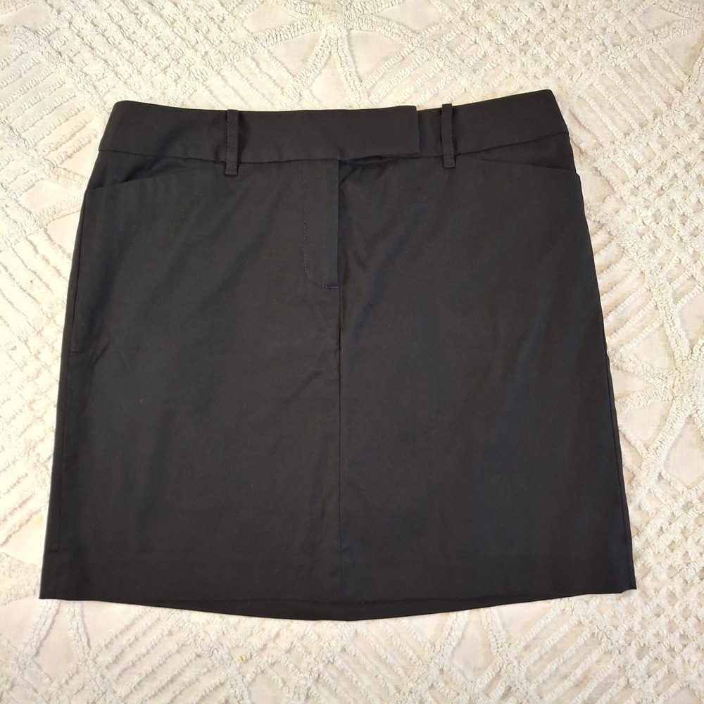 Ann Taylor Loft Womens 10P Mini Skirt Black Cotton Blend Stretch Petite